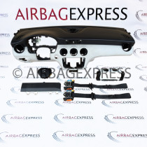Airbag (set) Mercedes-Benz A-klasse voor 5-deurs, hatchback BJ: 2012-2015, Standaard stuurwiel, Dashboard met Rood sticksel